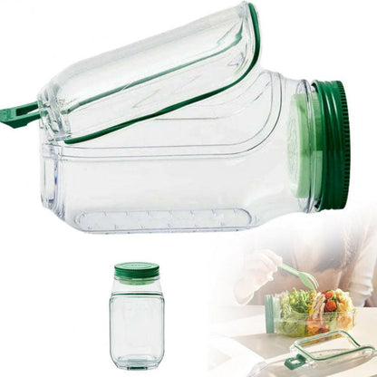 Eating Salad Container with Built-in Plastic Salad Storage Jar